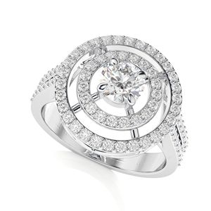 Anillo de compromiso de doble halo de diamante de corte redondo para ella - Product Image 6