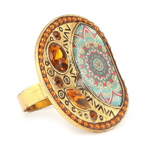 Bague fantaisie en pierre pour femme - Dorée - Moutarde - Product Image 1