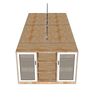 Contemporary Minimalist 4-Piece <b>Foldable</b> Melamine <b>Office</b> <b>Desks</b> with Side Cabinet - Product Image 4