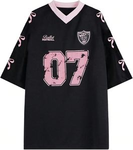 Maillots de football américain unisexes à imprimé nœud papillon, col en V, manches courtes, haut mignon, maillots en maille, 100% polyester - Product Image 3