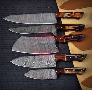Ensemble de couteaux de chef en acier damas avec sac en rouleau de cuir - Product Image 2
