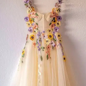 3Dフローラルマルチカラー刺Embroidery花刺Embroideryオートクチュール3Dフラワードレスレースファブリックガールドレスウェディングドレスブライダル - Product Image 1