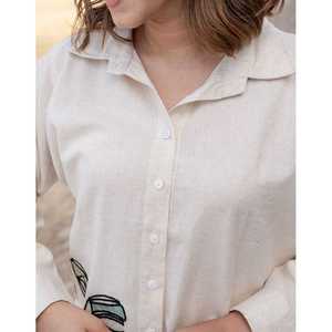 ชุดเสื้อผ้าฝ้ายปักลายสีขาวนวลสำหรับผู้หญิงประกอบด้วยเสื้อแขนกุด - Product Image 1