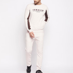 Ensemble de survêtement décontracté pour homme, sweat-shirt à col rond imprimé lettres et pantalon long, coupe régulière, 100 % coton, idéal pour l'automne - Product Image 2