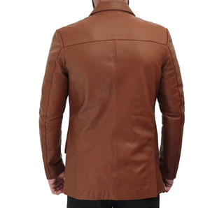 Chaqueta informal ajustada de estilo británico de cuero genuino 100% de alta calidad para hombre, chaqueta de negocios de invierno con bolsillos y forro transpirable - Product Image 3