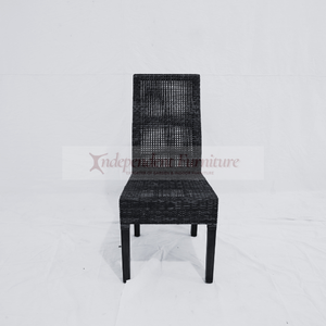 Silla de comedor tejida de ratán negro Sangrilla al por mayor, patas de madera maciza de mango, muebles de mimbre para interiores para el hogar y restaurantes - Product Image 2