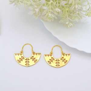 Wholesale Custom Minimalist Style Brass Material Finish Half <b>Circle</b> Hoop Design Earrings for Women Gold Plated Ethnic Handmade - Product Image 2