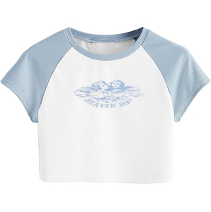 เสื้อยืดครอปแขนสั้นของผู้หญิงเสื้อครอปแขนสั้นพิมพ์ลายโลโก้ตามสั่ง - Product Image 5