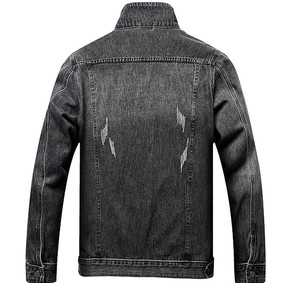 Veste en denim polyester/coton de couleur personnalisée, anti-rides, durable, élégante, anti-boulochage, respirante, séchage rapide, coupe-vent pour homme - Product Image 3