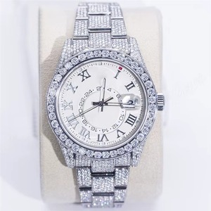 Reloj de Lujo Personalizado de 41 mm, Oro Blanco, Diamantes Moissanite VVS, Totalmente Engastado, Mecánico, Automático, Cierre Oculto, Estilo Hip Hop - Product Image 1