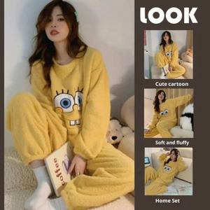 Conjunto de Pijamas de Franela al por Mayor para Mujer - Ropa de Dormir Cálida de Felpa Coral, Logotipo Personalizado, Ropa de Estar por Casa y Ropa de Invierno - Product Image 3