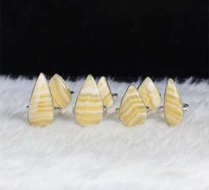 Anillo de piedras preciosas de ágata de Encaje amarillo para mujer hecho a mano, suministro de joyería de boda Chapado en plata, regalo para ella - Product Image 2