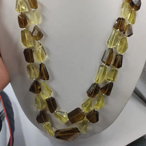 Perles de quartz citron naturel faites à la main, facettées, jaunes/marron, 9x13-13x19mm, longueur de brin de 20 pouces, artisanales - Product Image 1