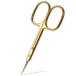 Ciseaux à cuticules de précision en or avec pointes fines, outil de soin des ongles en acier inoxydable de haute précision avec finition dorée élégante - Product Image 1