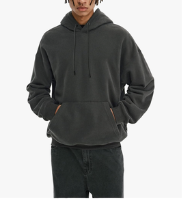 Sweat-shirt à capuche oversize pour homme en molleton épais décontracté à manches longues à épaules tombantes en molleton CVC uni - Product Image 5