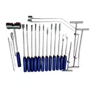 Juego de instrumentos ortopédicos de eliminación de cemento azul titanio de 22 piezas de alta calidad Manual alemán inoxidable por instrumentos Surgiright - Product Image 1