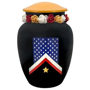 Veteran Flag Medium Urn Tribute <b>Wreath</b> Option Medallion Name Plate Option Aluminium funeral supplies urns for human ashes - Product Image 2