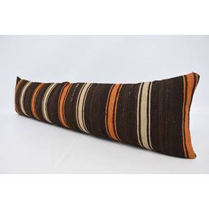 Almohada de lana de retazos Kilim marrón patrón de planta Floral Vintage de lujo 12x48 pulgadas tejido para sala de estar cocina 18x18 para uso en sofá - Product Image 4