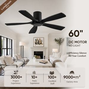 60 Inch Modern <b>Ceiling</b> <b>Fan</b> Without Light Black Solid Wood <b>Ceiling</b> <b>Fan</b> <b>with</b> <b>Remote</b> <b>Control</b> for Living Room Bedroom - Product Image 1