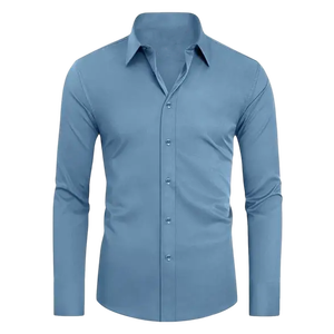 Camisa de Vestir Premium para Hombre, Azul Claro, Corte Entallado, Manga Larga, con Botones, Formal, para Oficina, Negocios, Bodas, Fiestas, Elegante y Clásica - Product Image 3