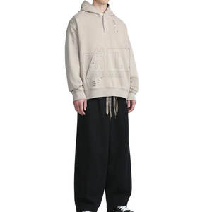 เสื้อมีฮู้ดสำหรับผู้ชาย, สินค้าใหม่มีในสต็อกเสื้อมีฮู้ดธรรมดาผ้าฝ้ายผสม - Product Image 3