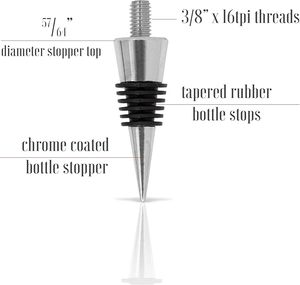 Classics Chrome Style Bottle Stopper With Threaded Post for Attaching Handmade or Lathe Turned Handles Chrome Stoppers - Product Image 2