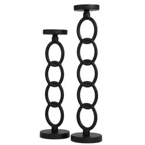 Vintage Black Modern Aluminium Candle Holder Elegant <b>Matte</b> Black Metal Candlestick With Base Home Decor Accent For <b>Table</b> Use - Product Image 5