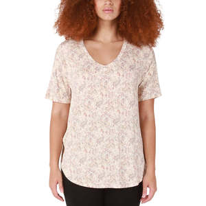 T-shirt Nera da Donna con Orlo Arrotondato Beige, Taglia XS/X-Small, in Tessuto Traspirante Lavorato a Maglia, Vestibilità Slim per Donna - Product Image 1