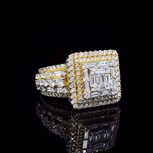 RB อัญมณี925ของผู้ชายแหวนเงินสเตอร์ลิงมอยซาไนต์สีเหลืองทอง-เครื่องเพชรพลอยที่ผ่านการรับรองคุณภาพสำหรับงานแต่งงานและงานปาร์ตี้ - Product Image 5