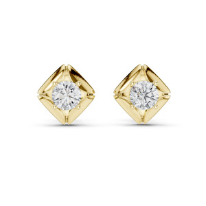 14K oro amarillo elegante 4 MM tachuelas redondas laboratorio cultivado diamante pendientes mujer 14K oro joyería laboratorio creado joyería - Product Image 1