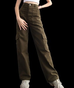 Pantalones cargo de pana de cintura media para mujer Pantalones casuales transpirables DRYTEC al por mayor - Product Image 4