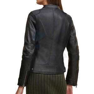 Veste en cuir d'agneau véritable pour femmes, veste de moto souple de style café racer, cuir véritable de qualité supérieure, vêtements de moto et décontractés - Product Image 4