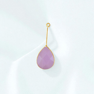 Pear Shape Pink Chalcedony Gemstone Faceted 8x12 MM <b>Charm</b> DIY Pendant - 925 <b>Silver</b> Dangle <b>Charm</b> - Wholesale Jewelry - Product Image 1