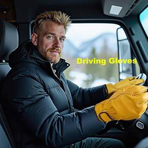 Guantes de trabajo de cuero: guantes gruesos de piel de vaca ideales para conducir, cortar madera, trabajar en el jardín, resistentes a perforaciones, correa ajustable - Product Image 5