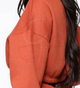 Nueva llegada de las mujeres Plain Crop Top sudaderas con personalizado Peking cuello redondo logotipo frontal para la venta de invierno - Product Image 5