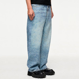 กางเกงยีนส์ทรงหลวมประดับพลอยเทียมทันสมัยสำหรับผู้ชายดีไซน์ใหม่สไตล์สตรีทฮิปฮอปยีนส์ลำลองกันน้ำฤดูใบไม้ผลิ - Product Image 6