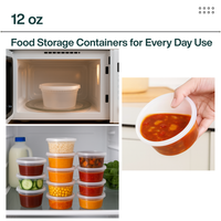 ProTakeOut [13 Oz] Contenants alimentaires robustes en PP avec couvercles, 50 ensembles, compatibles micro-ondes et congélateur, durables, anti-fuites, 4.63x2.17 8/7 TI/HI