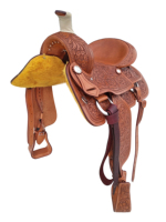Selle Western sur mesure haut de gamme avec arceau en fibre de verre, cuir de buffle, gravures florales, garde-boue préformé et quincaillerie en acier inoxydable 16