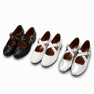 Sandalias y Pantuflas Antideslizantes Mary Jane para Mujer, Parte Superior de PU, Suela de Goma, Punta Redonda Elegante, Hebilla de Felpa, para Todas las Temporadas - Product Image 1