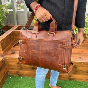 New <b>Large</b> Capacity Business Travel Full Grain Genuine Leather Briefcase Laptop <b>Bag</b> for Unisex Cowhide Shoulder <b>Messenger</b> <b>Bags</b> - Product Image 3