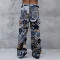 Jean Manufacturers DiZNEW, jeans baggy à jambe droite pour hommes, avec des patchs en spirale en denim personnalisés par un designer