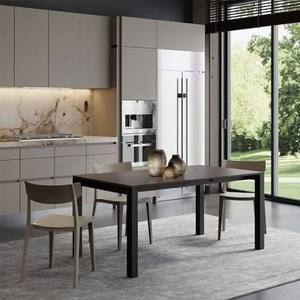 Mesa de Comedor Rectangular Minimalista con Tapa de Vidrio Templado Blanco y Patas de Metal Negro, Diseño Moderno para Uso en Interiores - Product Image 2