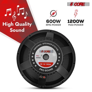 5 Core 18 Subwoofer <b>Speaker</b> 600W RMS Full Range PA <b>DJ</b> Audio Sub Woofer 8Ohm Bass Replacement Driver - Product Image 2