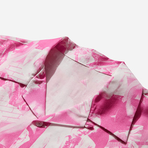 Camisa hawaiana informal de verano para hombre, con cuello tipo campamento, estampado gráfico rosa, sublimación con estampado completo, manga corta y botones - Product Image 4