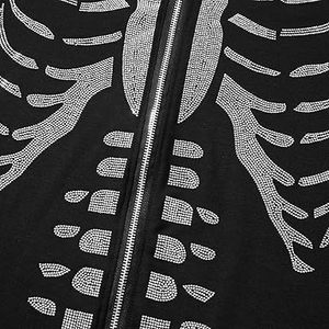 Sweat à capuche zippé avec strass, style gothique personnalisé, très vendu, pour femmes, manches longues, coupe courte, veste à capuche pour l'automne, sweat-shirt pour hommes - Product Image 2