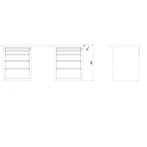 ANKE Banco da Lavoro Combinato V/T-BL 2000 x 750 x 850 mm LxTxH 2x5 Cassetti - Product Image 5