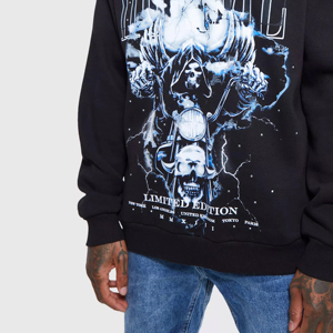 Sudadera con Capucha de Moda con Estampado DTG Personalizado, Sudadera Corta de Manga Larga con Pedrería para Hombre - Product Image 4