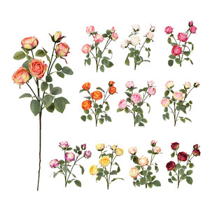 Alta calidad Louis Quintet Blooms Flor artificial Borde quemado Rosa Cinco cabezas Tallos de rosas para la decoración de la boda - Product Image 1