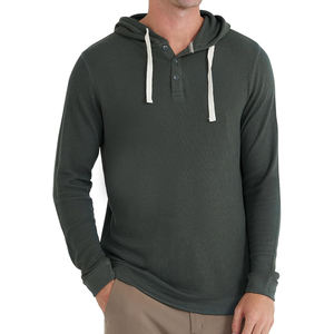 Sweat à capuche en coton doux gaufré de qualité supérieure pour hommes, confortable, coupe décontractée avec poche avant, tenue décontractée et élégante pour toutes les saisons. - Product Image 5