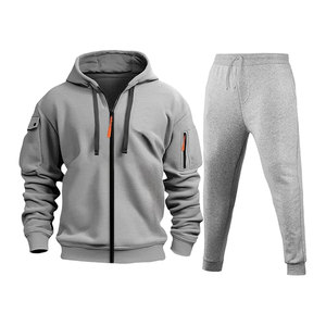 Survêtement 2 pièces pour hommes Jogger à fermeture éclair complète Survêtement de sport Survêtement d'entraînement de gymnastique Survêtements tactiques personnalisés - Product Image 3